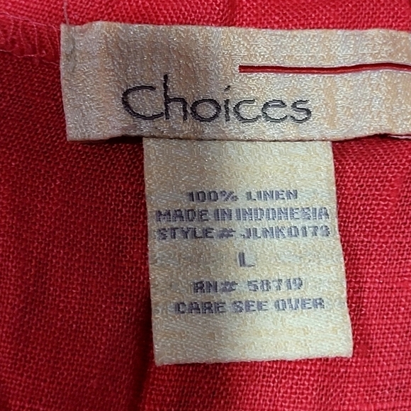 Large 100% Linen Red Maxi Skirt Tie String Stretchy Waist Pockets - Picture 6 of 6